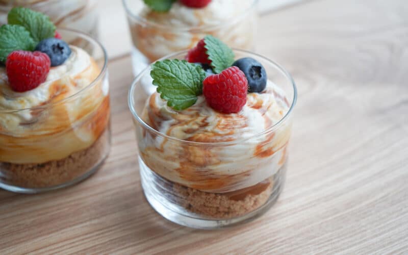 Karamel cheesecake i glas